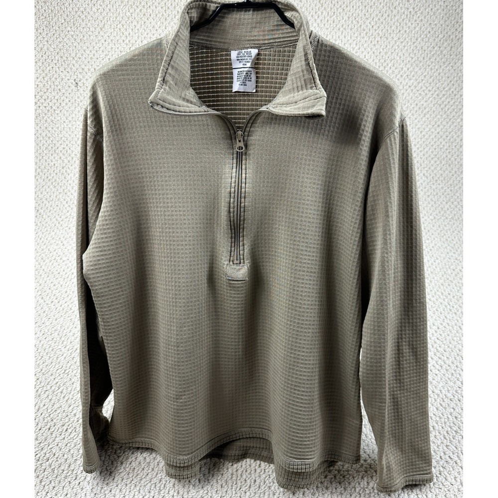 US Army Gen III 1/2 Zip Shirt Mens L Reg Tan Cold Weather Waffle Grid Thermal